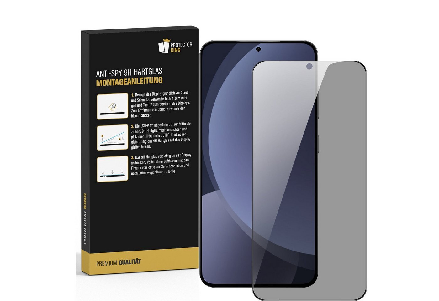 Protectorking Schutzfolie 2x Blickschutz 9H Panzerglas für Samsung Galaxy A55 5G Full-Cover, (2-Stück), echtes Tempered 9H Glass mit integriertem Anti-Spy Blickschutz Bild 5