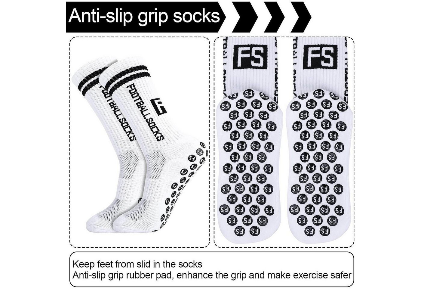 LuxusKollektion Fußballtor Fußballsocken Kinder Antirutsch Grip Jungen 3 Paare 31-34 Weiß Bild 2