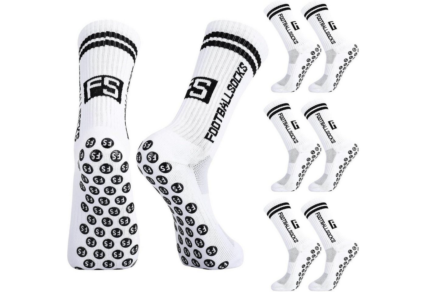 LuxusKollektion Fußballtor Fußballsocken Kinder Antirutsch Grip Jungen 3 Paare 31-34 Weiß Bild 5