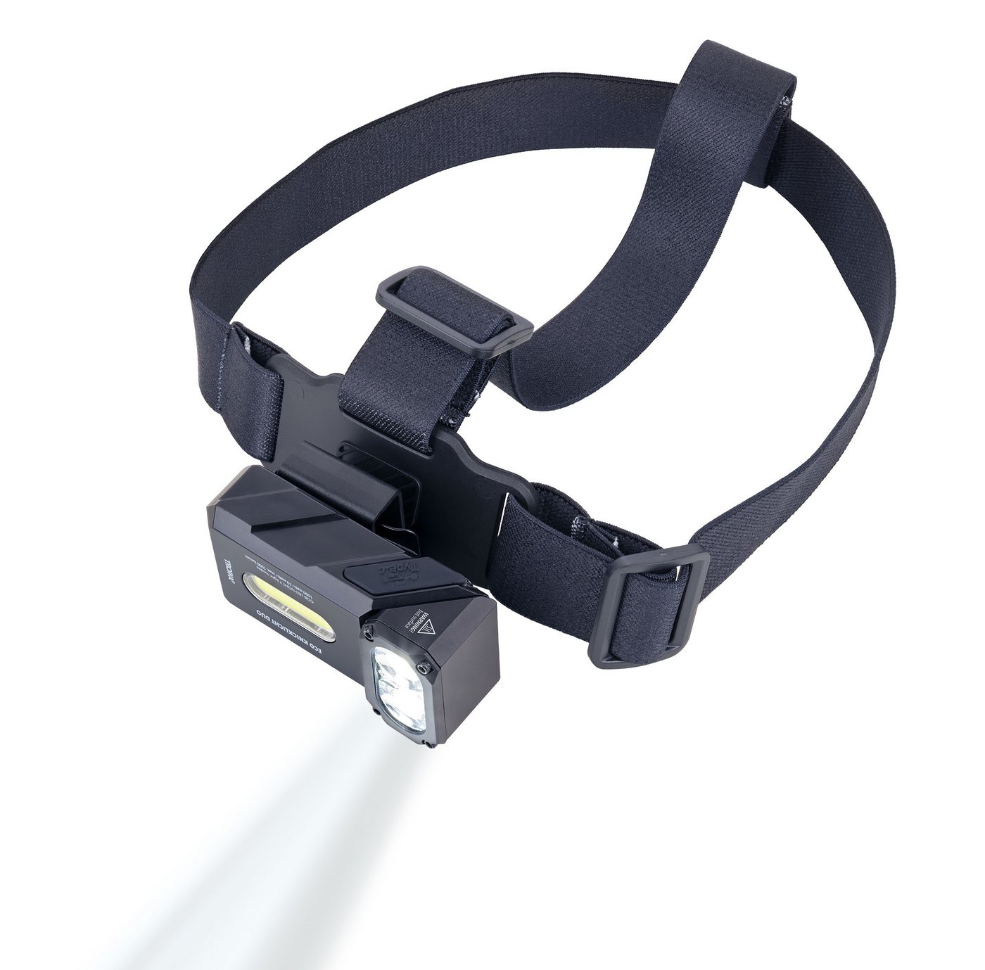 TROIKA LED Stirnlampe & Taschenlampe ECO DUO wiederaufladbar, 1000 Lumen, 7 Modi, Rotlicht (1-St), Magnet & Clip Befestigung, mit Stirnband, 90° drehbar, aus Aluminium