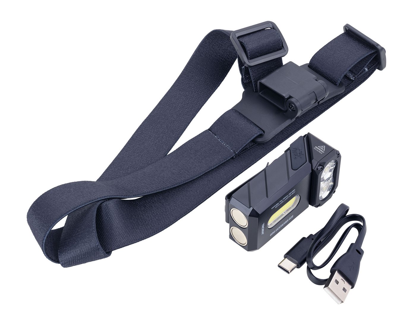 TROIKA LED Stirnlampe & Taschenlampe ECO DUO wiederaufladbar, 1000 Lumen, 7 Modi, Rotlicht (1-St), Magnet & Clip Befestigung, mit Stirnband, 90° drehbar, aus Aluminium Bild 2