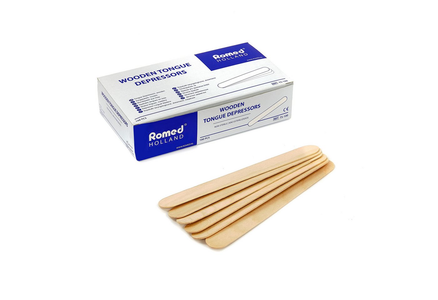 Romed Mundpflegecenter Mundspatel aus Holz, splitterfrei, unsteril, 500-tlg., 5 x 100 Stück