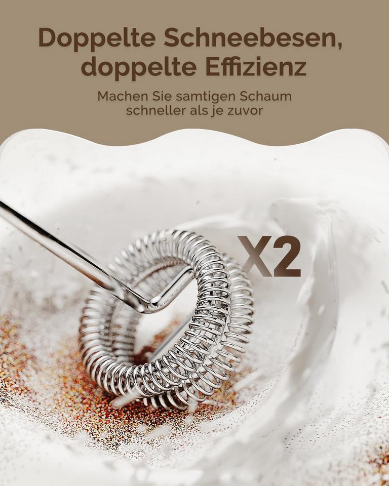 Maestri House Milchaufschäumer Mini Wiederaufladbarer Milchaufschäumer kein Ständer, abnehmbarer Edelstahl-Schneebesen, Mini-Mixer für Matcha Bild 4