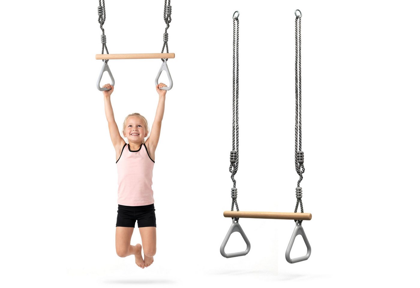 HyperMotion Babyschaukel HyperMotion Turntrapez Kinder Holz mit Ringen verstellbar Bild 2