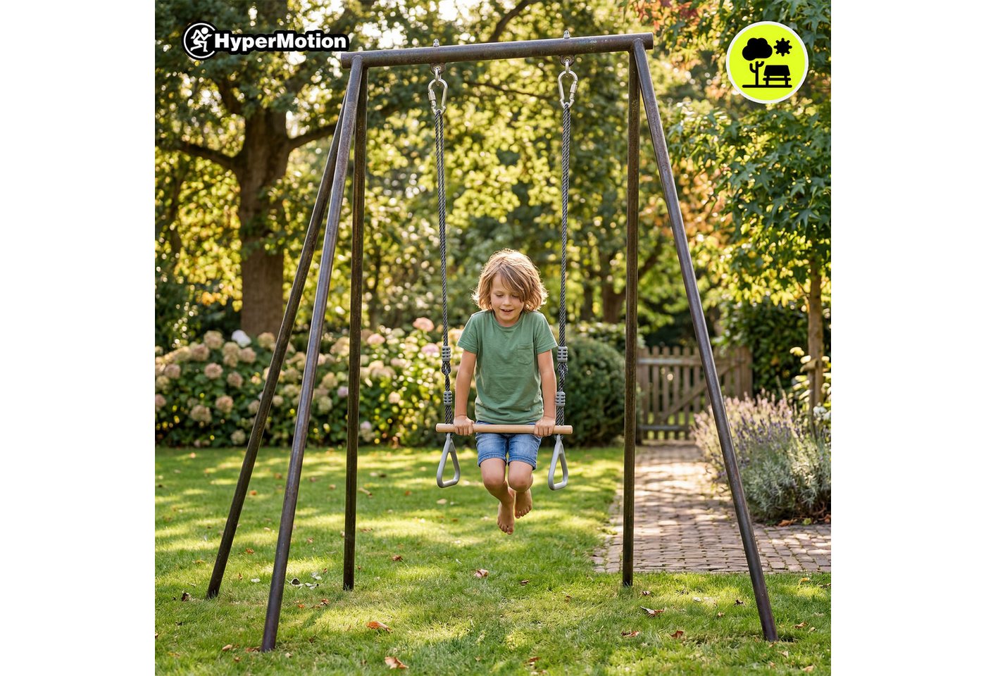 HyperMotion Babyschaukel HyperMotion Turntrapez Kinder Holz mit Ringen verstellbar Bild 4