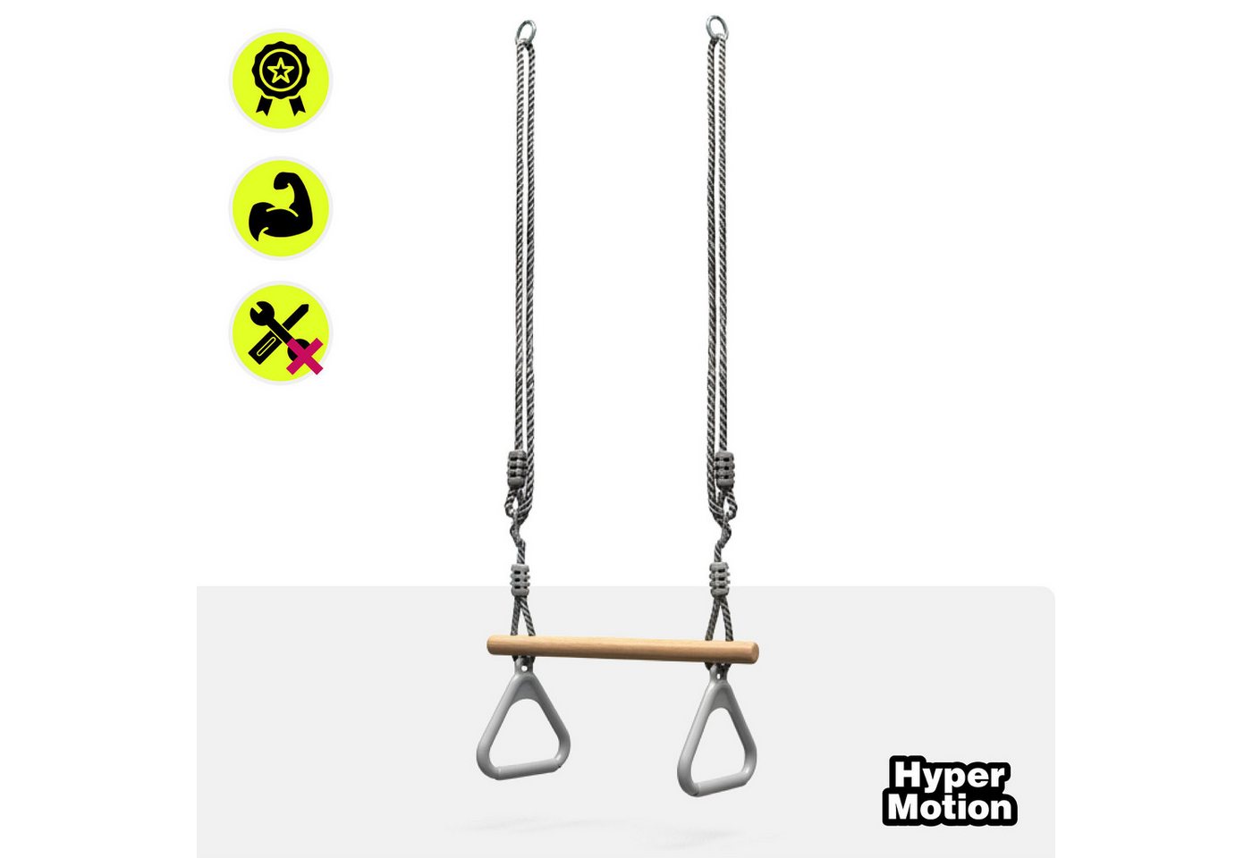 HyperMotion Babyschaukel HyperMotion Turntrapez Kinder Holz mit Ringen verstellbar Bild 5