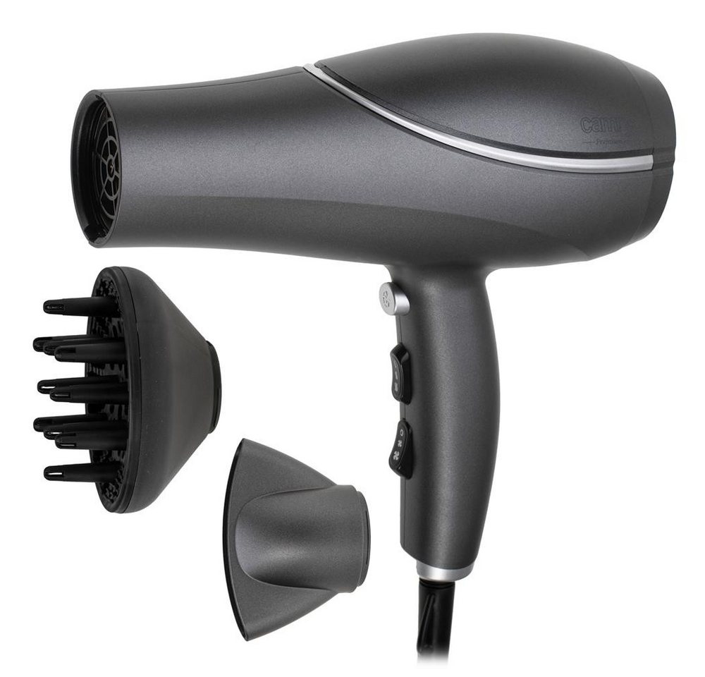 Camry Ionic-Haartrockner CR 2281 mit Ionenfunktion, 2 Gebläsestufen, 3 Temperaturstufen, 2200 W, Diffusor, Stylingdüse, Ionen-Haartrockner leicht stylish grau