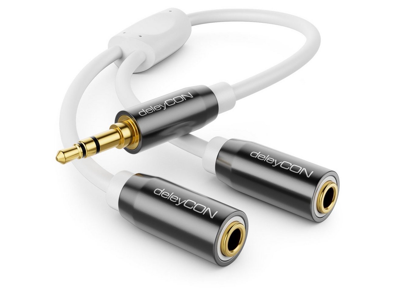 deleyCON deleyCON 0,2m Audio Klinken Y Splitter Kabel - 3,5mm Stecker zu 2x Audio-Kabel Bild 4
