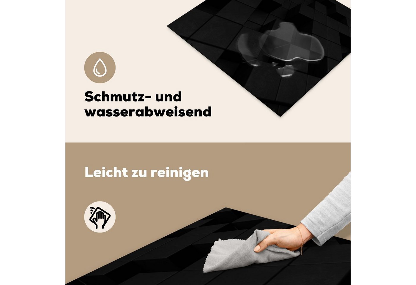 MuchoWow Herd-Abdeckplatte Würfel - Schwarz - Weiß - Muster, Vinyl, (1 tlg), Abdeckplatte für Ceranfeld, Herd Inductionsmatte, 57.6x51.6 cm