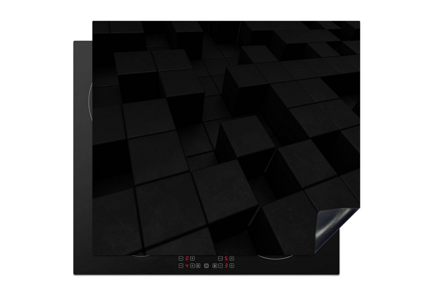 MuchoWow Herd-Abdeckplatte Würfel - Schwarz - Weiß - Muster, Vinyl, (1 tlg), Abdeckplatte für Ceranfeld, Herd Inductionsmatte, 57.6x51.6 cm Bild 3