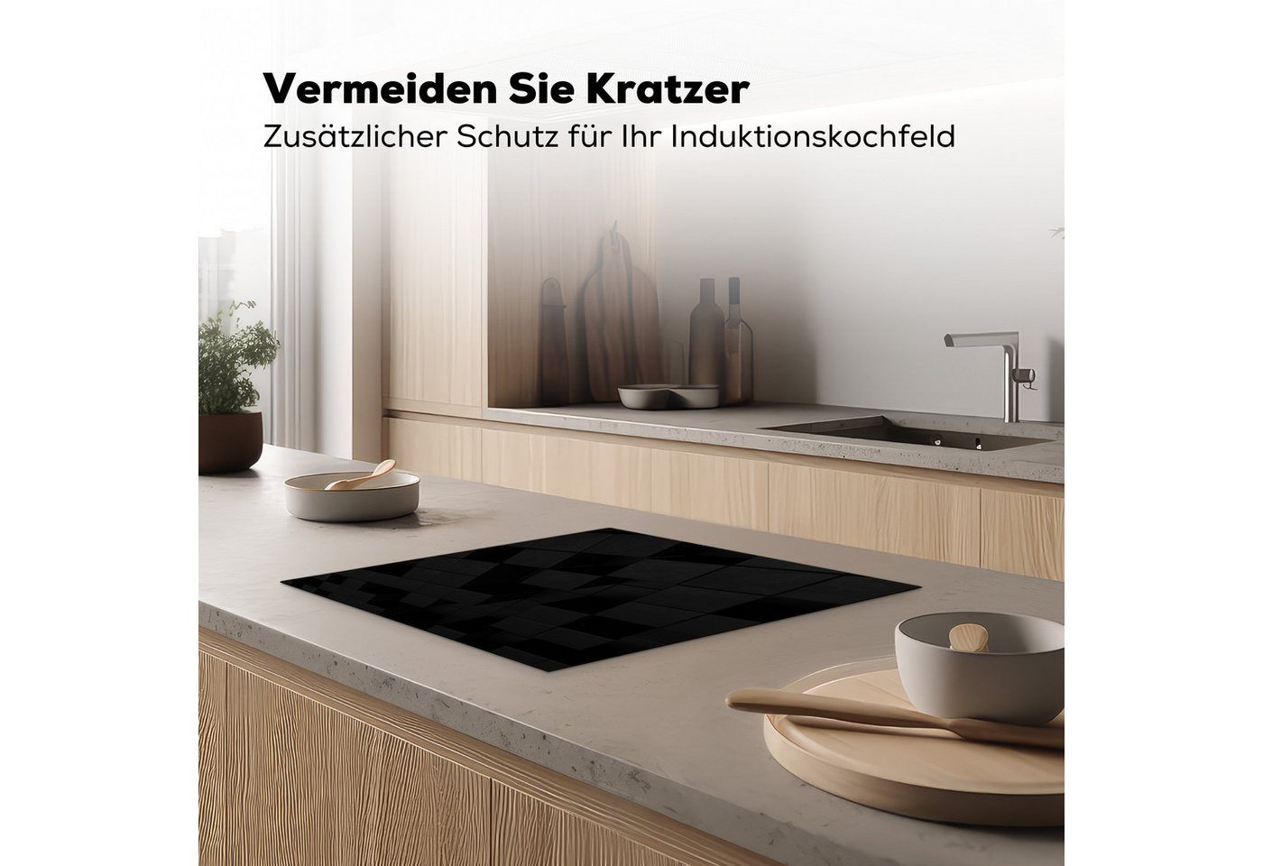 MuchoWow Herd-Abdeckplatte Würfel - Schwarz - Weiß - Muster, Vinyl, (1 tlg), Abdeckplatte für Ceranfeld, Herd Inductionsmatte, 57.6x51.6 cm Bild 4