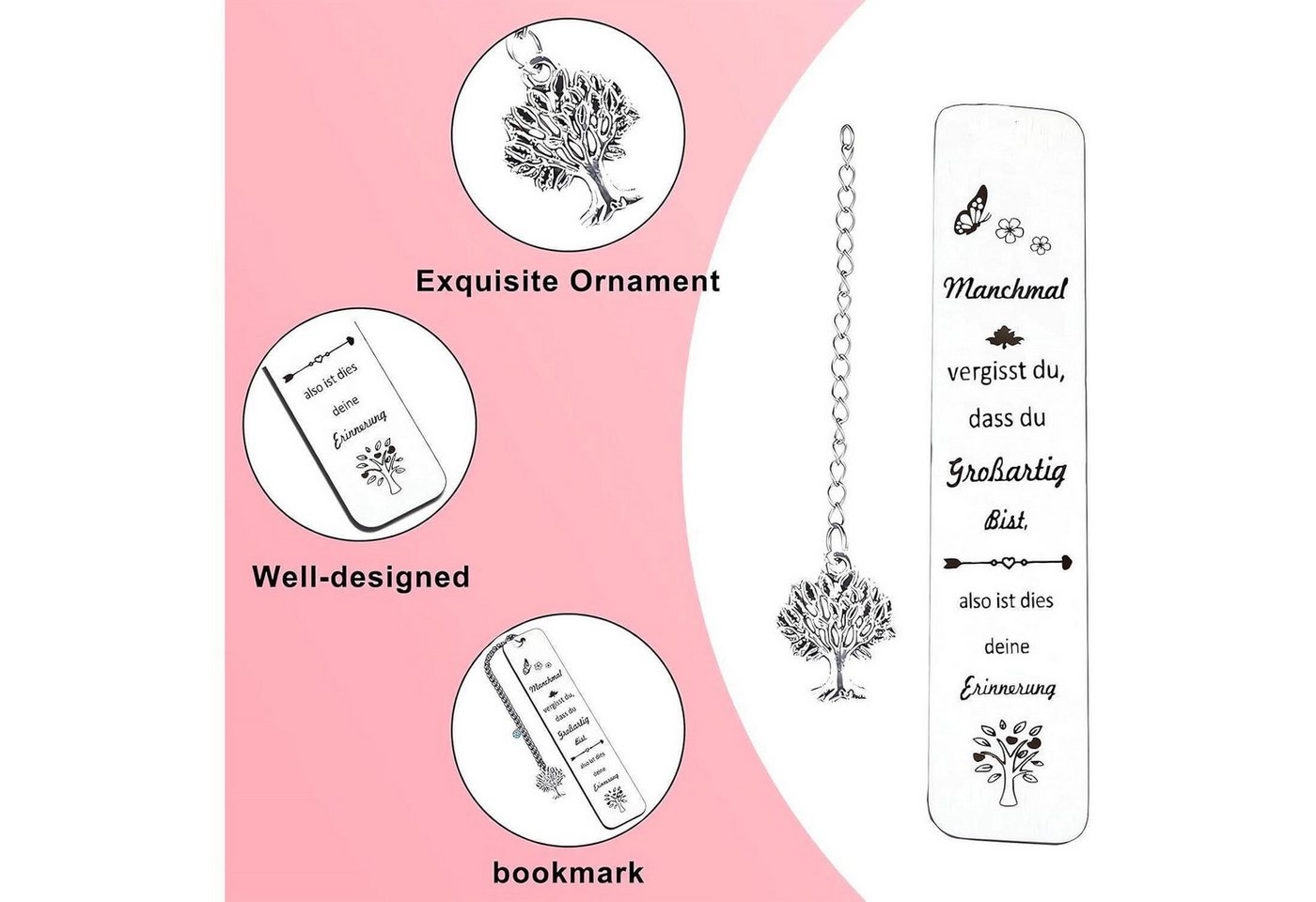 LuxusKollektion Lesezeichen Lesezeichen Metall Personalisiert Freundin Lehrer Kollegen Lebensbaum Bild 2
