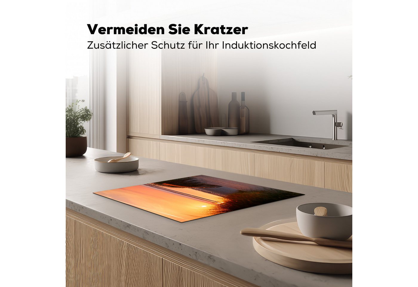 MuchoWow Herd-Abdeckplatte Strand - Sonne - Farben, Vinyl, (1 tlg), Ceranfeldabdeckung Küche, Herdabdeckplatte Einteilig, 59x51 cm Bild 4