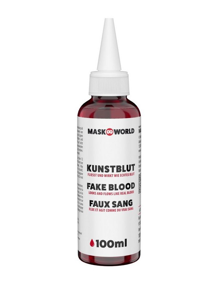 Maskworld Theaterschminke Kunstblut Flasche mit Dosierspitze 30 ml / 50 ml / (50-tlg), Fließt und wirkt wie echtes Blut – ideal für eine punktgenaue Anwe Bild 5