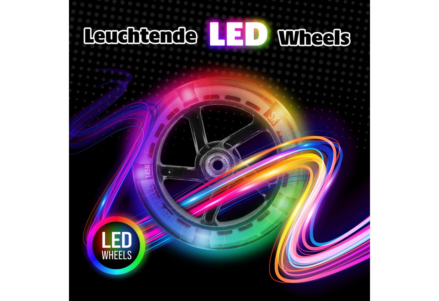 Apollo Cityroller Ersatzräderset Pro Wheels für City Scooter 145 mm - Wheel Set, LED Wheels