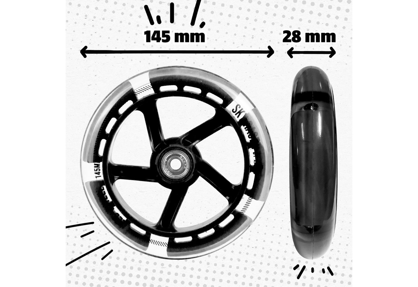 Apollo Cityroller Ersatzräderset Pro Wheels für City Scooter 145 mm - Wheel Set, LED Wheels Bild 4
