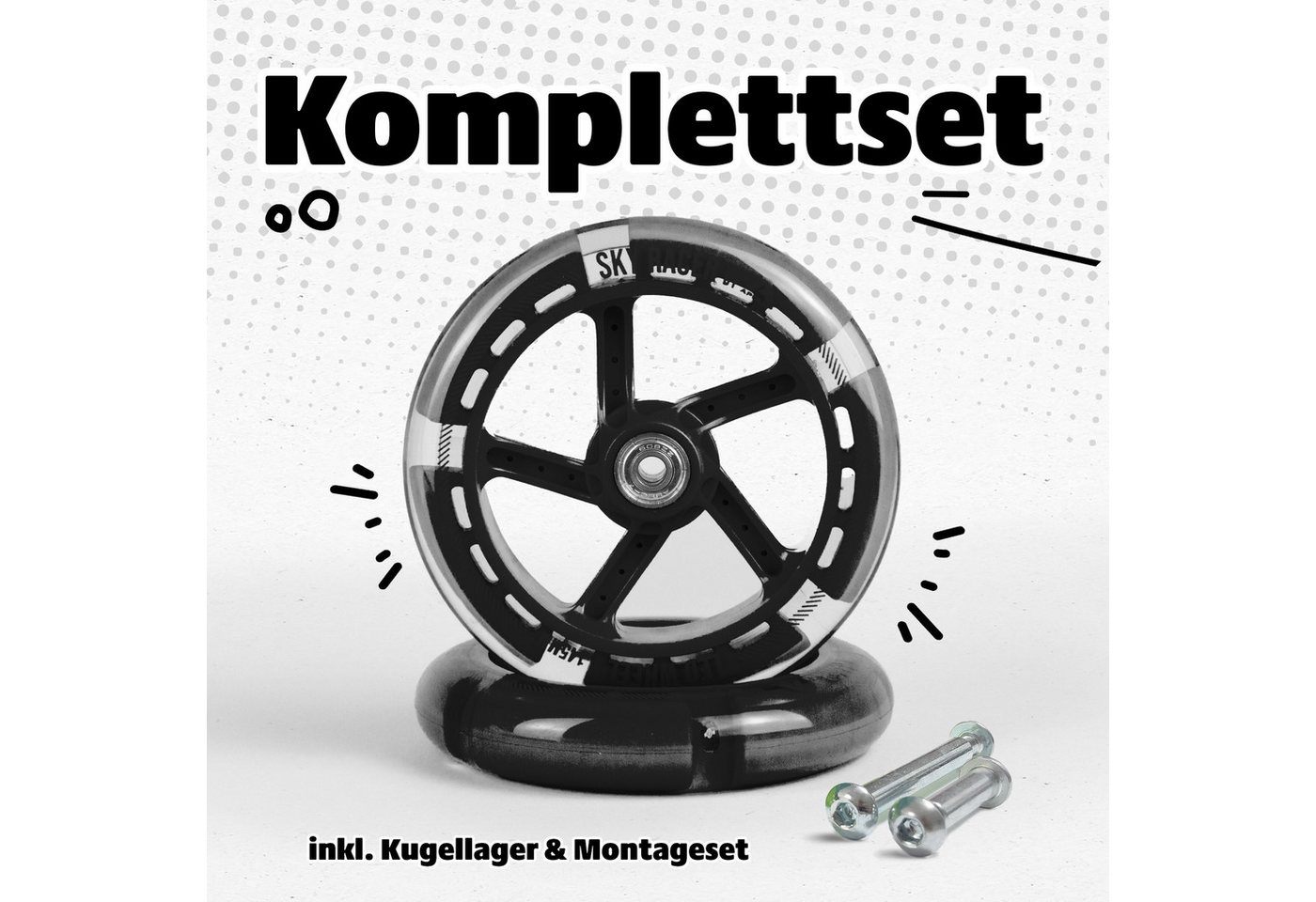Apollo Cityroller Ersatzräderset Pro Wheels für City Scooter 145 mm - Wheel Set, LED Wheels Bild 5