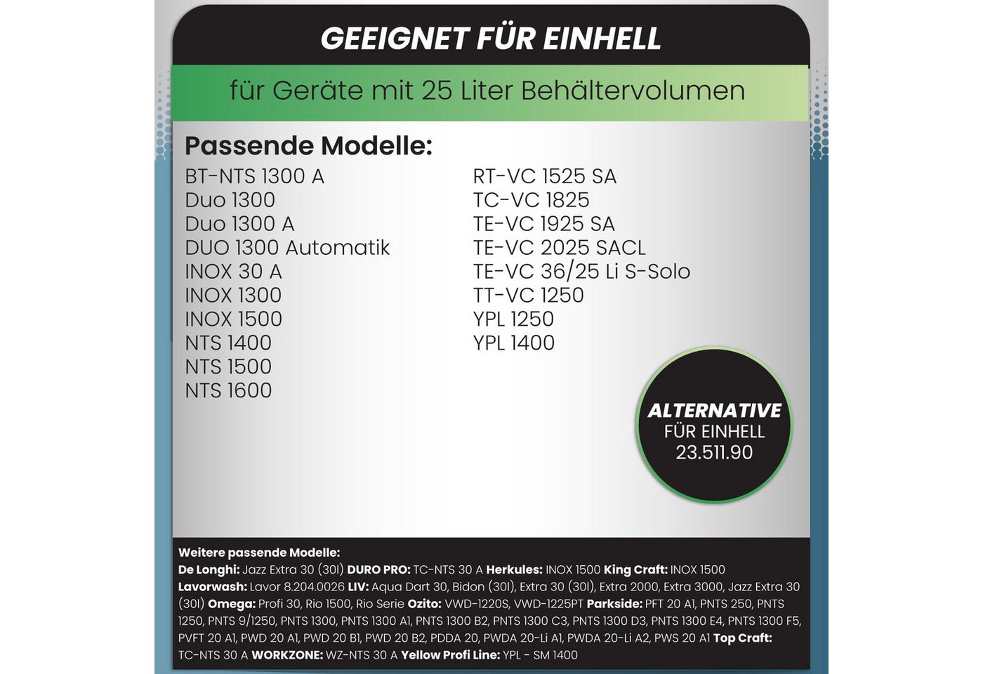 McFilter Staubsaugerbeutel (20 Stück) geeignet für Einhell, passend für ALLE Einhell 25 Liter Nass-Trockensauger, 20 St., Beutel - Typ DSM 38 Bild 4