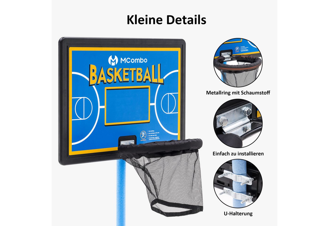 MCombo Kindertrampolin M MCombo Trampolin basketballkorb, Trampolin Zubehör Set, 31 cm, U-Halterungen