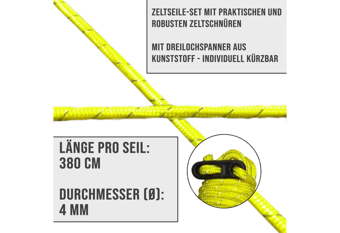 ToCi Abspannleine 4x Zelt-Abspannseil Ø4mm Nylon Zeltschnur Zeltleine Spannleine 3,8m Bild 3