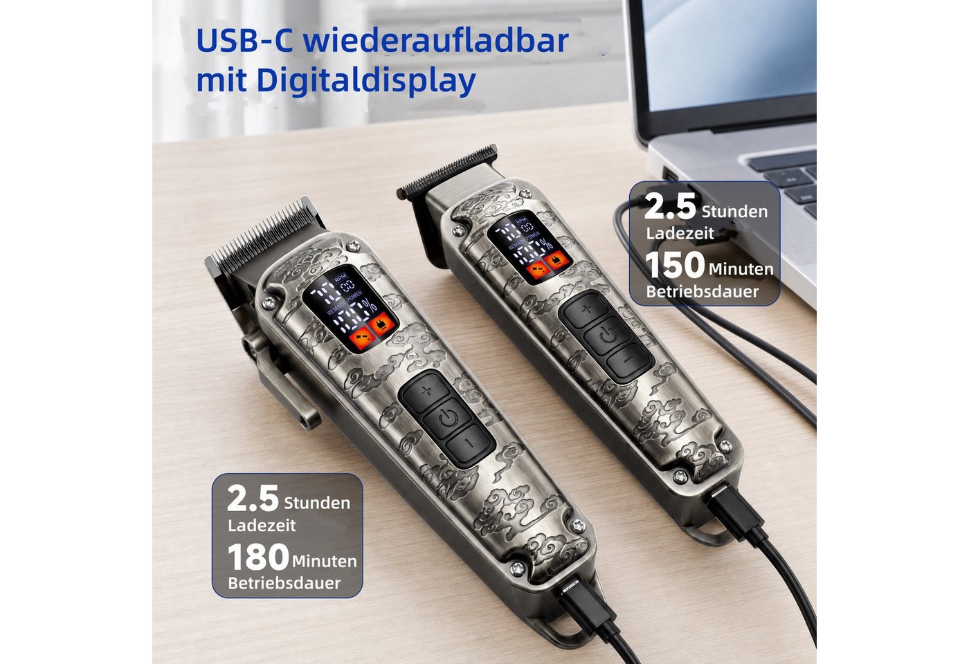 HATTEKER Haarschneider HT-862, Barttrimmer, Profi Haarschneideset, inkl. Aufbewahrungstasche Bild 2