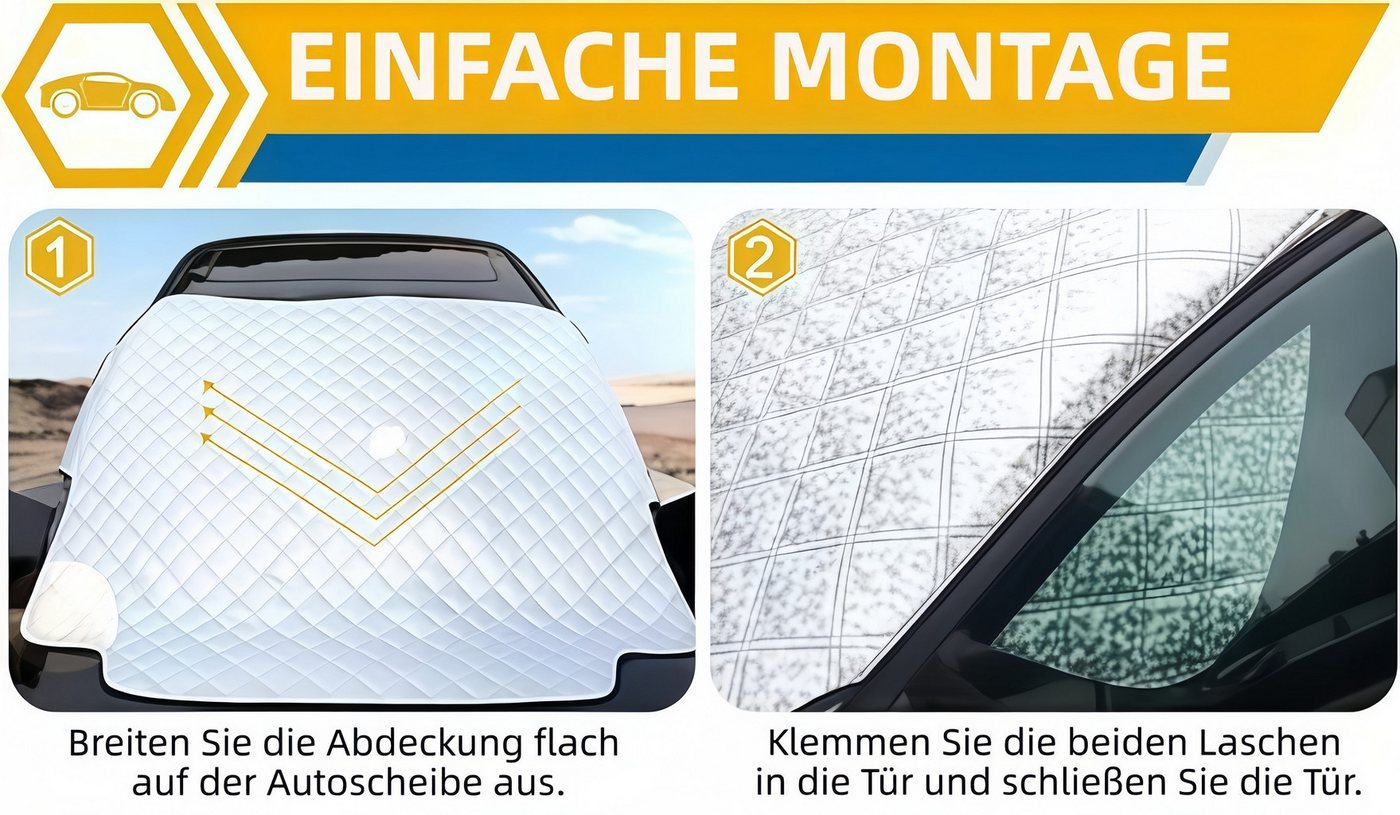 FOUORTUNATE-BEE Autosonnenschutz Autosonnenschutz für die Frontscheibe gegen Schnee und Sonne, Schützt im Sommer vor Sonne und Hitze, im Winter vor Schnee und Eis. Bild 2