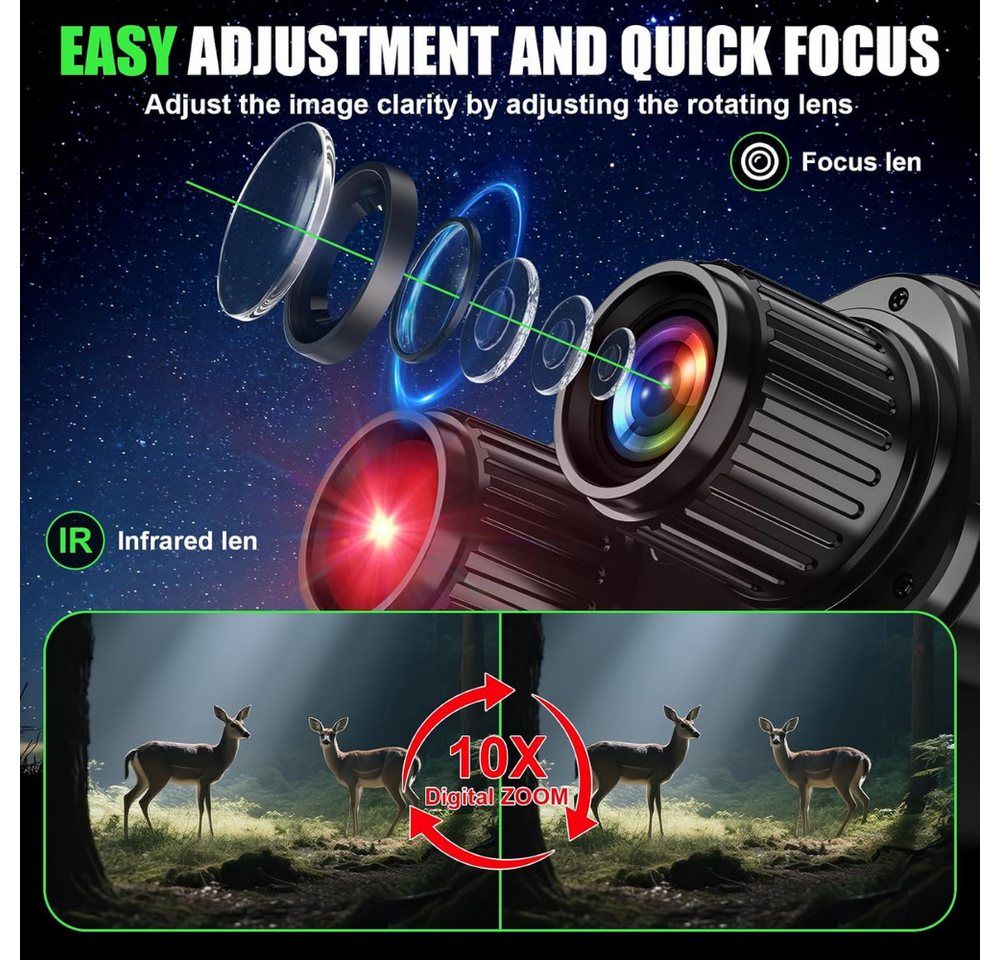 Athlix Digitales Infrarot-Nachtsicht-Fernglas 2,8-Zoll IPS-Bildschirm Fernglas (Praktisches Umhängeband, 10-facher Digitalzoom) Bild 5