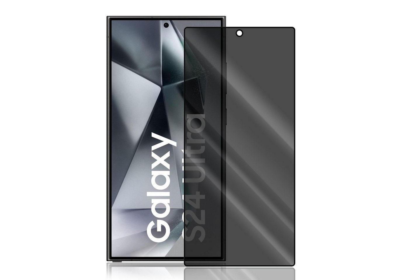 Numerva Schutzfolie Panzer Folie Echt Glas Folie für Samsung Galaxy S24 Ultra, (1x Schutzfolie 2x Reinigungstücher), Anti Spy Schutzfolie Blickschutz Glasfolie Sichtschutzfolie