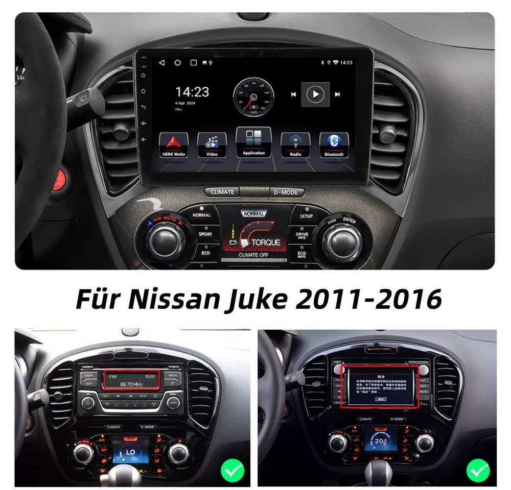 ESSGOO DAB+ Carplay Android 15 Autoradio Für NissanJuke 2011-2016 GPS FM Autoradio (RDS, 4+64GB(optional), Digitalradio (DAB), FM, SWC, Carplay Android Auto Bluetooth EQ USB GPS Navi WIFI Touchscreen)