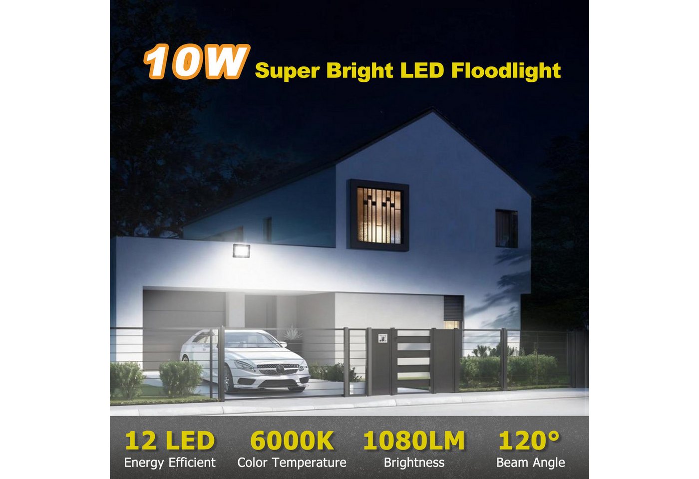 POPOLIC Strahler 2 st LED-Außenstrahler,Kaltlicht 6000K, IP66 wasserdicht, geeignet für Werkstätten, Garagen, Gärten und andere Orte. Bild 2