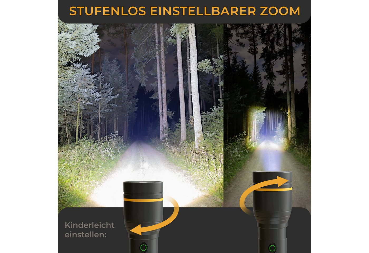 Lichtmeister Taschenlampe (1000 Lumen, 4000 mAh Akku) - Taschenlampe LED aufladbar & extrem Hell Bild 2
