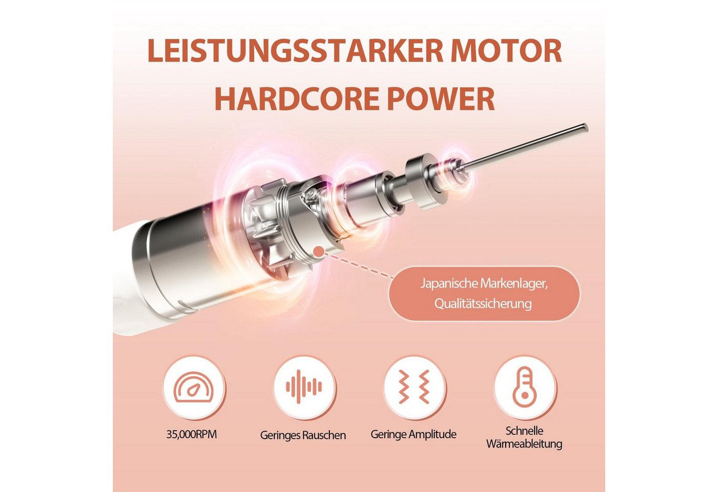 JCMaster Maniküre-Pediküre-Set, Touch Gelnägel Nagelfräser 30000RPM 4x Bits Bild 4