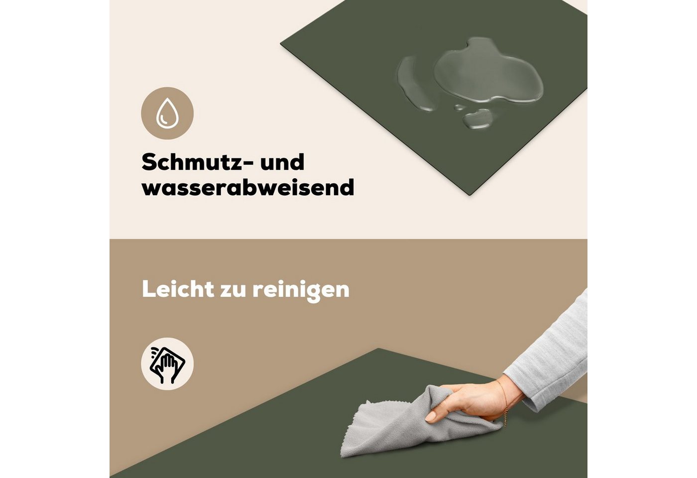 MuchoWow Herd-Abdeckplatte Grün - Einfarbig - Olivgrün, Vinyl, (1 tlg), Küche Herdabdeckplatte Ceranfeld Vinyl Einteilig, 59x52 cm Bild 5