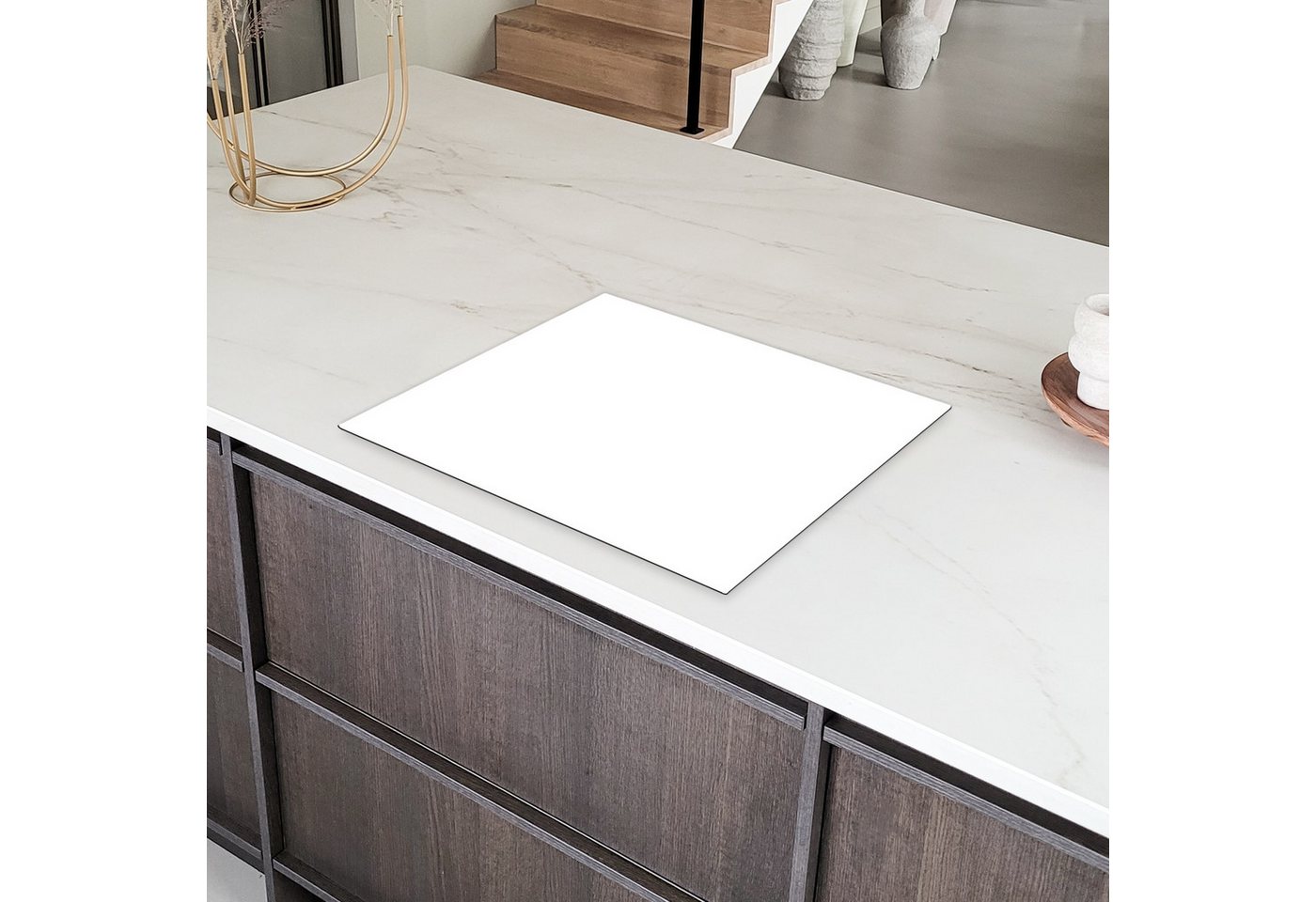MuchoWow Herd-Abdeckplatte Weiß - Farben - Neutral, Vinyl, (1 tlg), Abdeckung Induktionskochfeld Schutzmatte, Küche Deko, 65x52 cm Bild 4