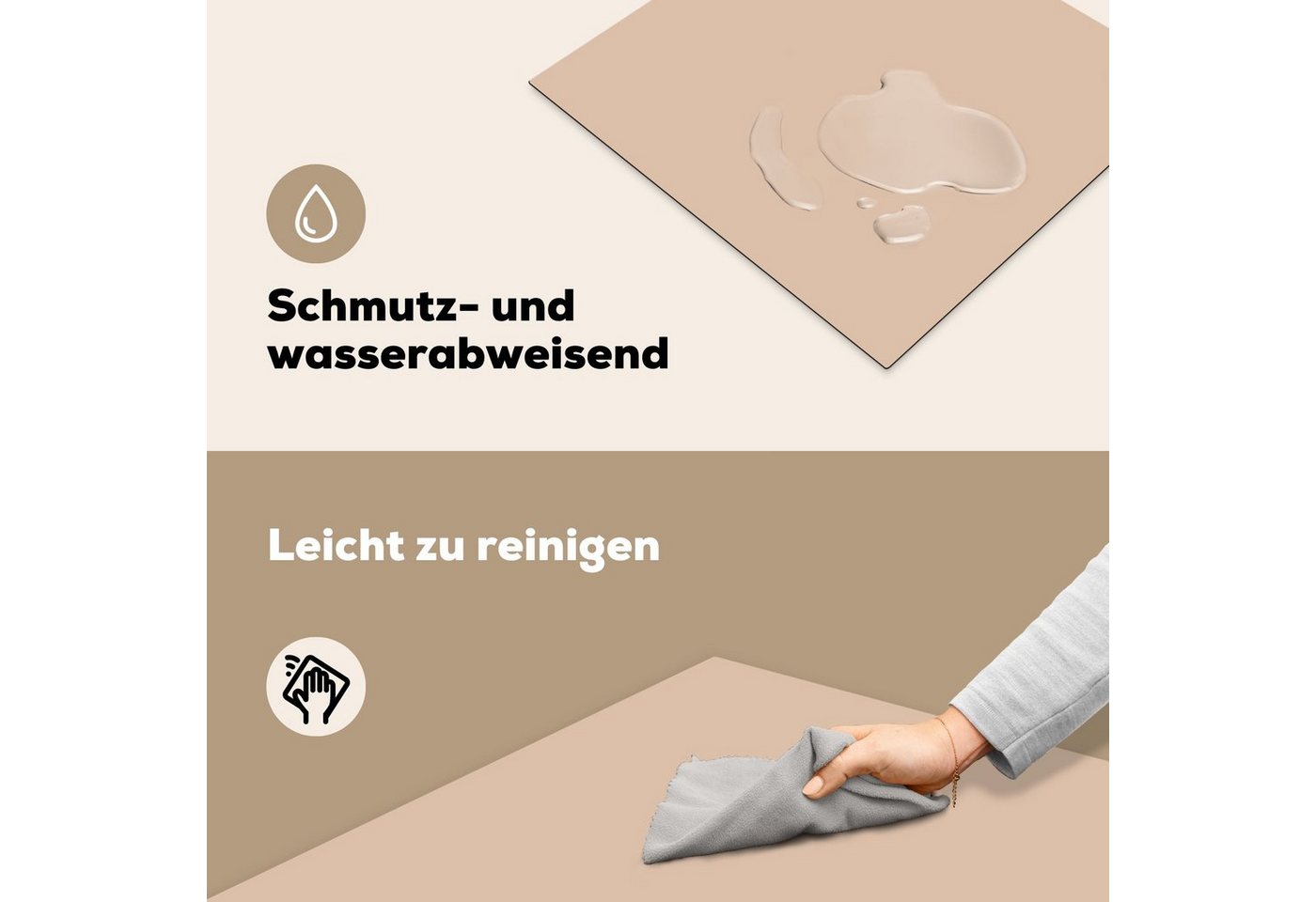 MuchoWow Herd-Abdeckplatte Beige - Farben - Unifarben, Vinyl, (1 tlg), Abdeckplatte für Ceranfeld, Herd Inductionsmatte, 57.6x51.6 cm