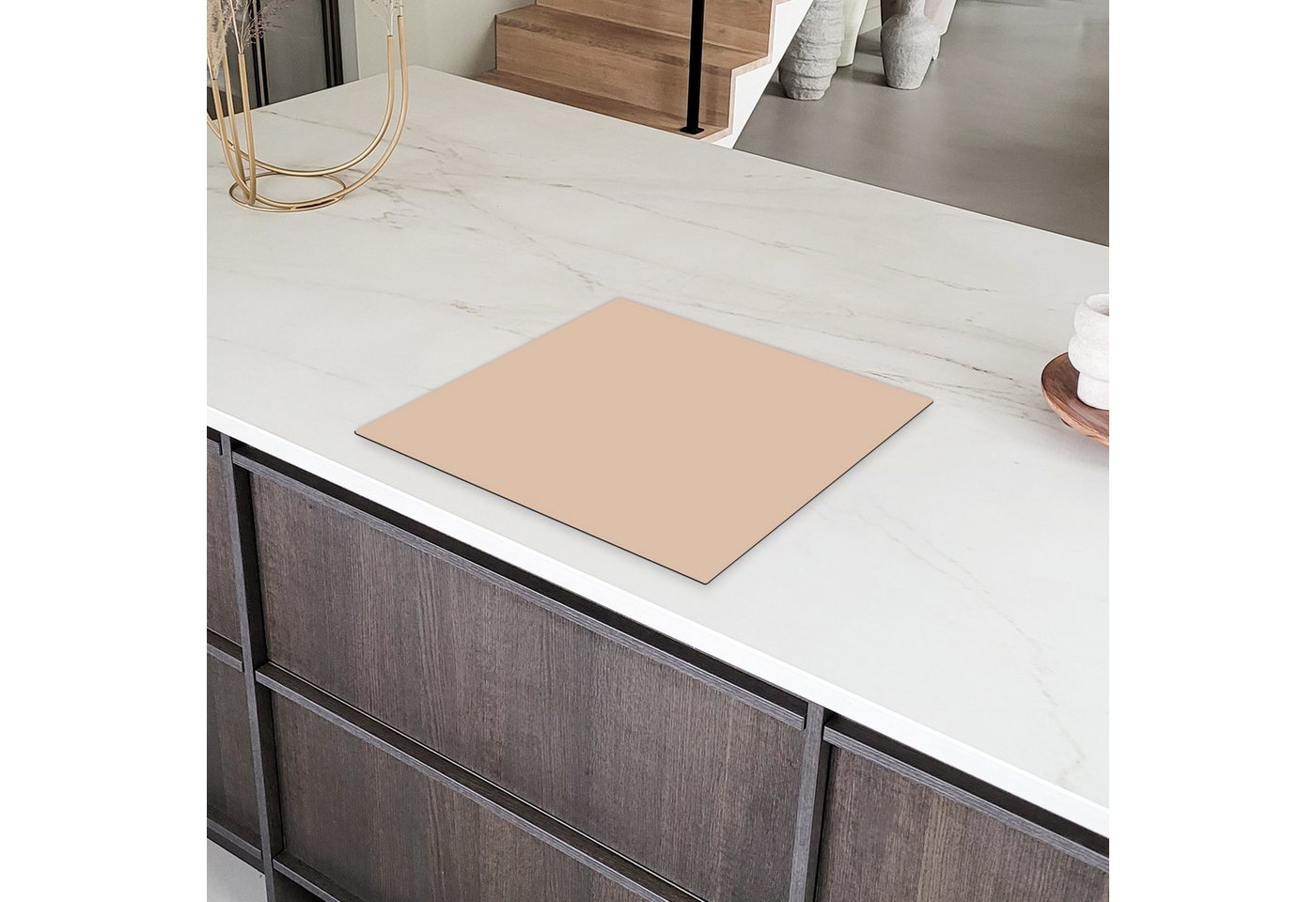 MuchoWow Herd-Abdeckplatte Beige - Farben - Unifarben, Vinyl, (1 tlg), Abdeckplatte für Ceranfeld, Herd Inductionsmatte, 57.6x51.6 cm Bild 2