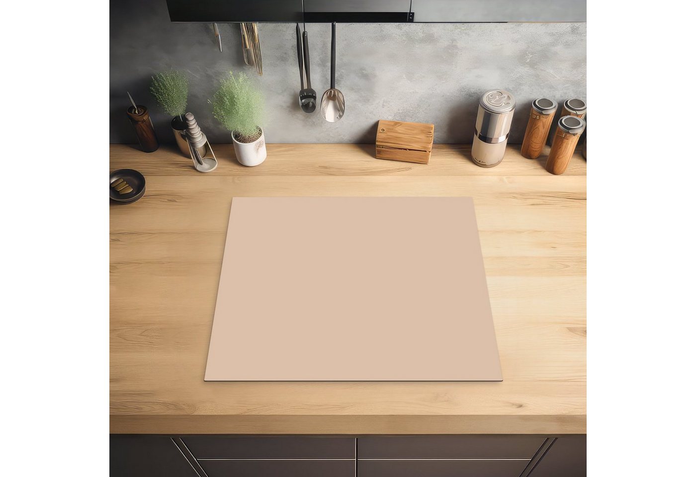 MuchoWow Herd-Abdeckplatte Beige - Farben - Unifarben, Vinyl, (1 tlg), Abdeckplatte für Ceranfeld, Herd Inductionsmatte, 57.6x51.6 cm Bild 4