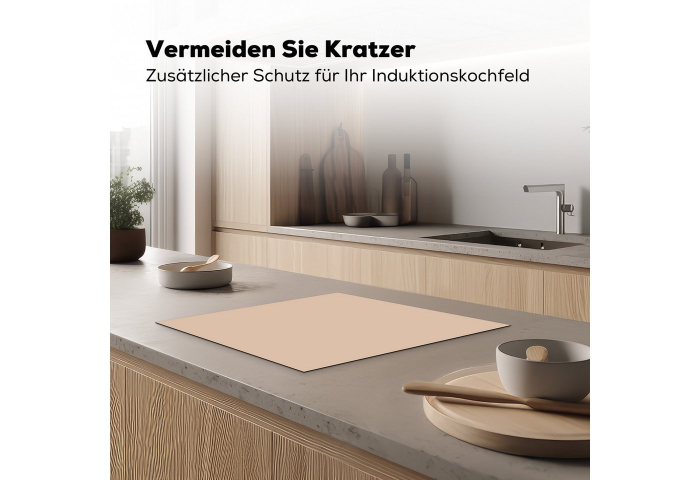 MuchoWow Herd-Abdeckplatte Beige - Farben - Unifarben, Vinyl, (1 tlg), Abdeckplatte für Ceranfeld, Herd Inductionsmatte, 57.6x51.6 cm Bild 5