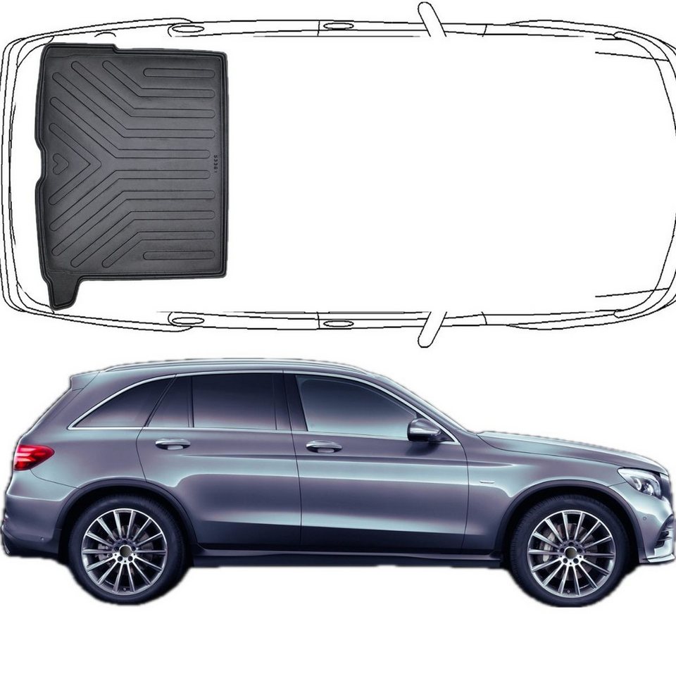 Trimak Passform-Fußmatten Oder Kofferraumwanne Oder Set für Mercedes GLC, Mercedes-Benz GLC X253 SUV 2015-2022 Kofferraummatte TPE Antirutsch Bild 3