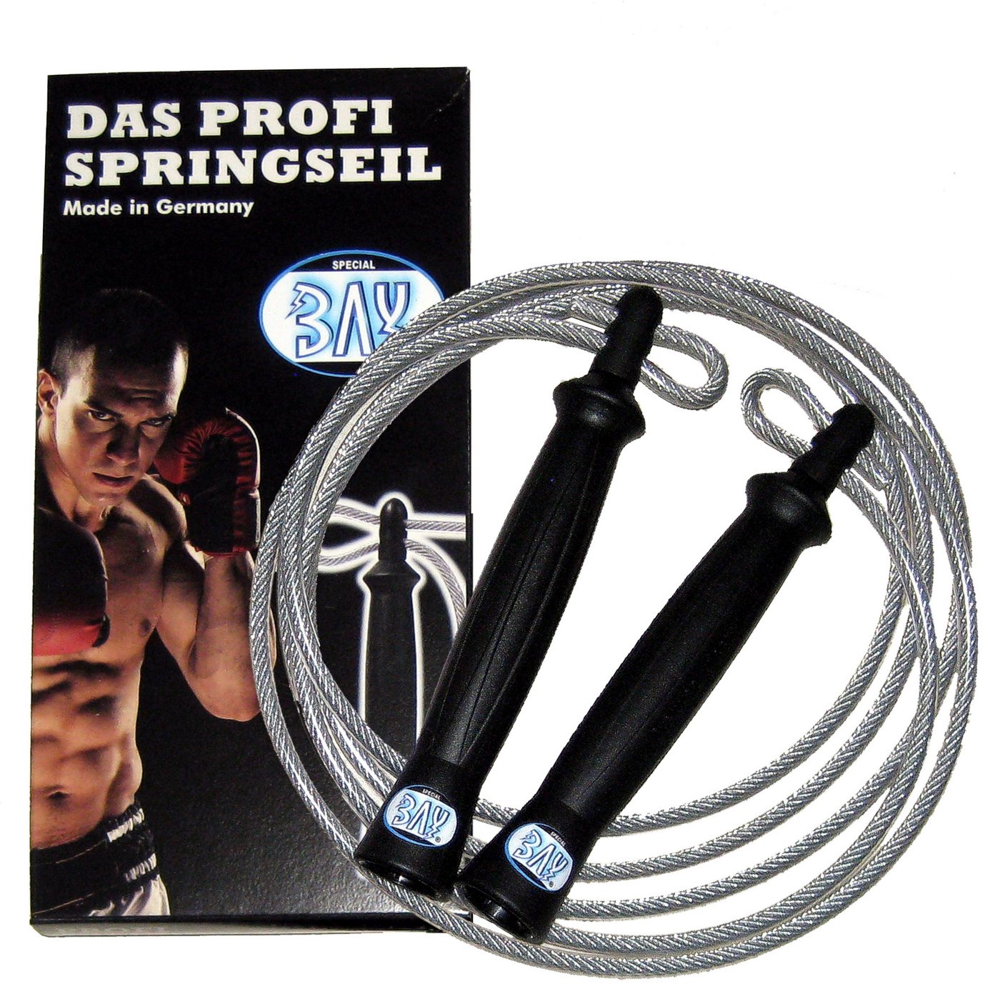 BAY-Sports Springseil Made in Germany DELUX 280 Stahl Seele Sprungseil High Speed PVC Mantel, Längenverstellbar - MADE IN GERMANY Prägung Bild 4
