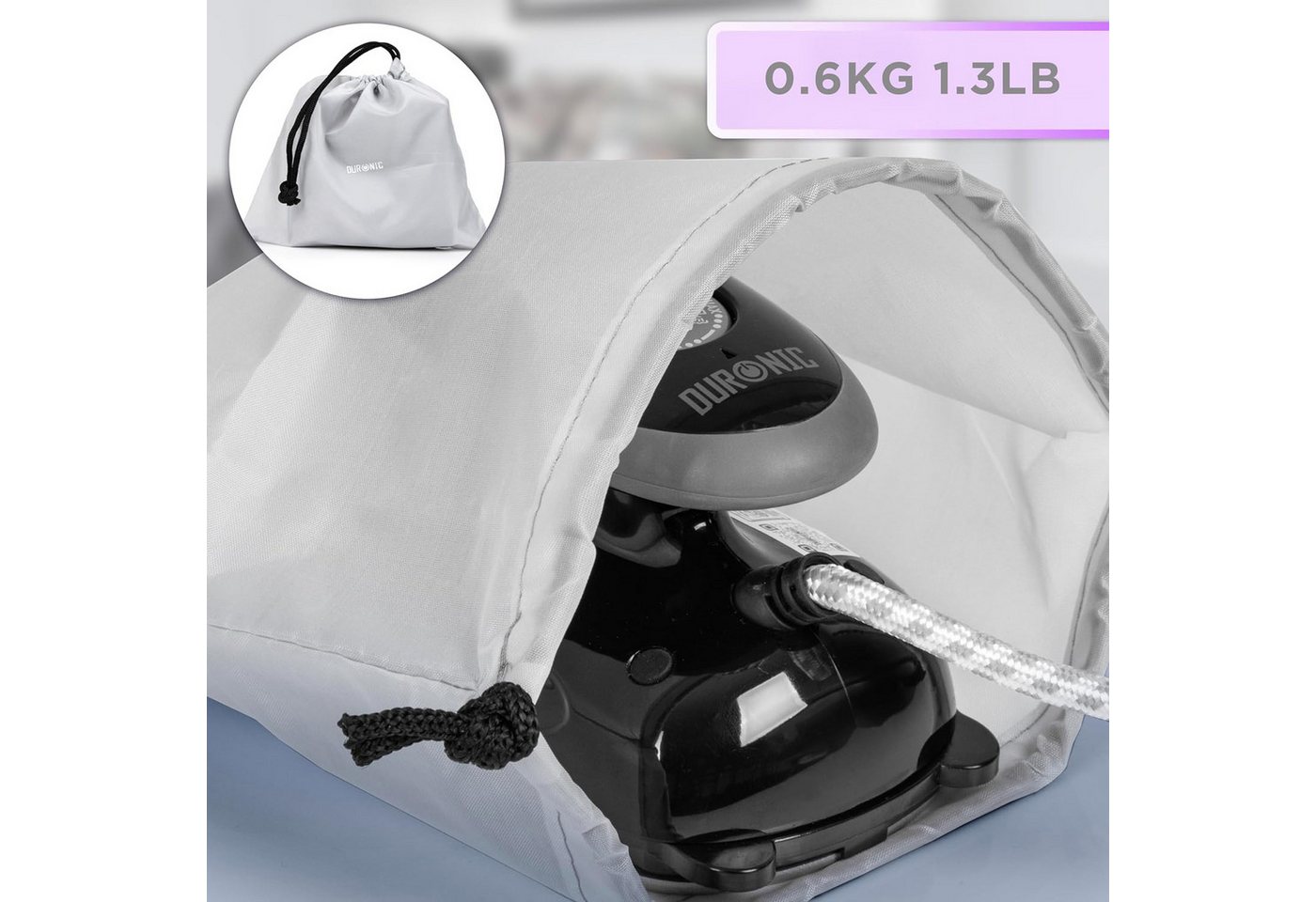 Duronic Reise-Dampfbügeleisen SI2 BK Reisebügeleisen, 375 W Minibügeleisen, Bügeleisen für Hobby