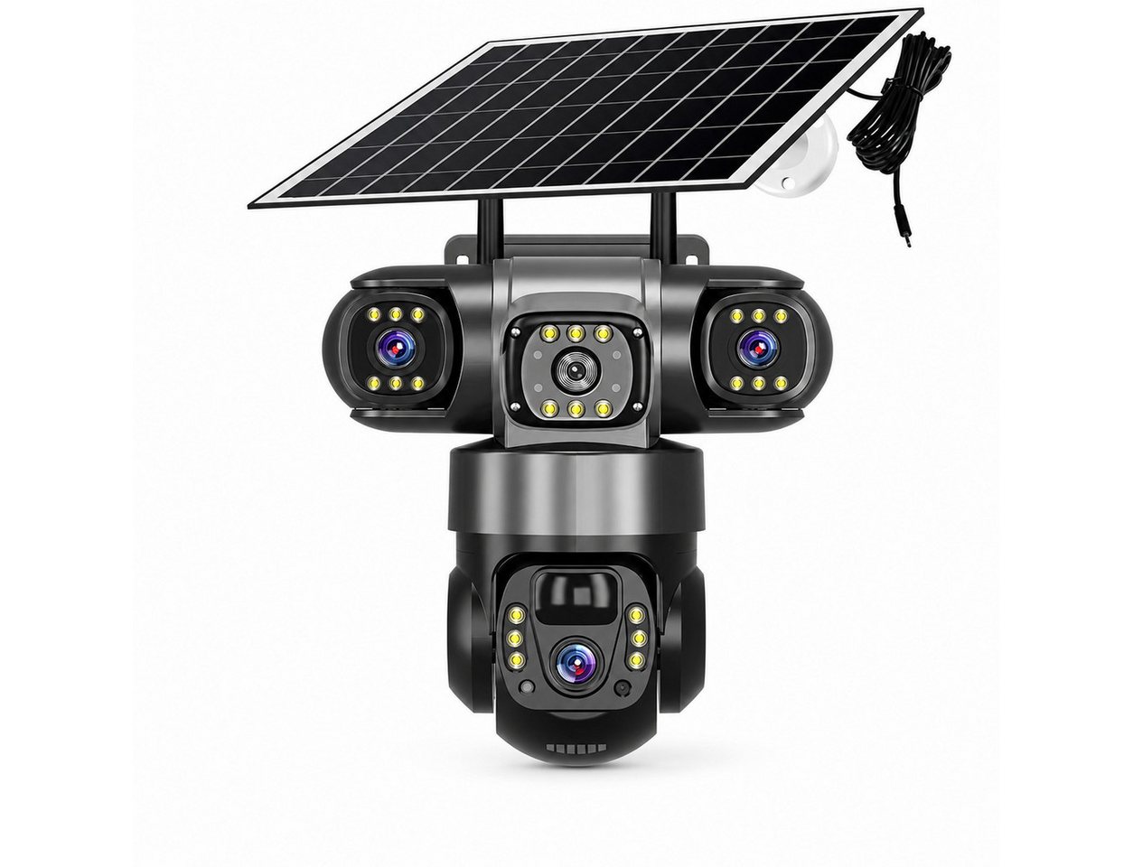 HS.SUPPLY Überwachungskamera Solar Überwachungskamera Außen WLAN PTZ 15MP 3-Linsen IP66 (Innenbereich, Außenbereich, Komplett-Set, Direkt einsatzbereit, Drei Objektive, Solarstromversorgung, PIR-Personenerkennung) Bild 5