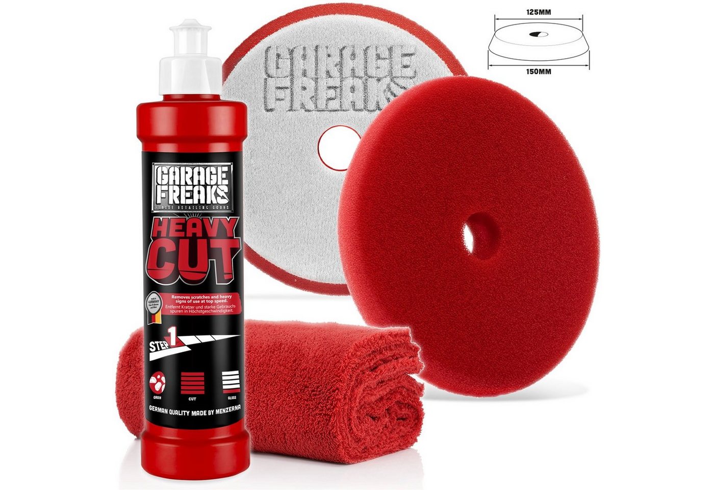 Garage Freaks Politur - Heavy Cut, Medium Cut, Finish Cut, Carnauba Versiegelung Autopolitur (3 St), Auto Polier Set Bild 5