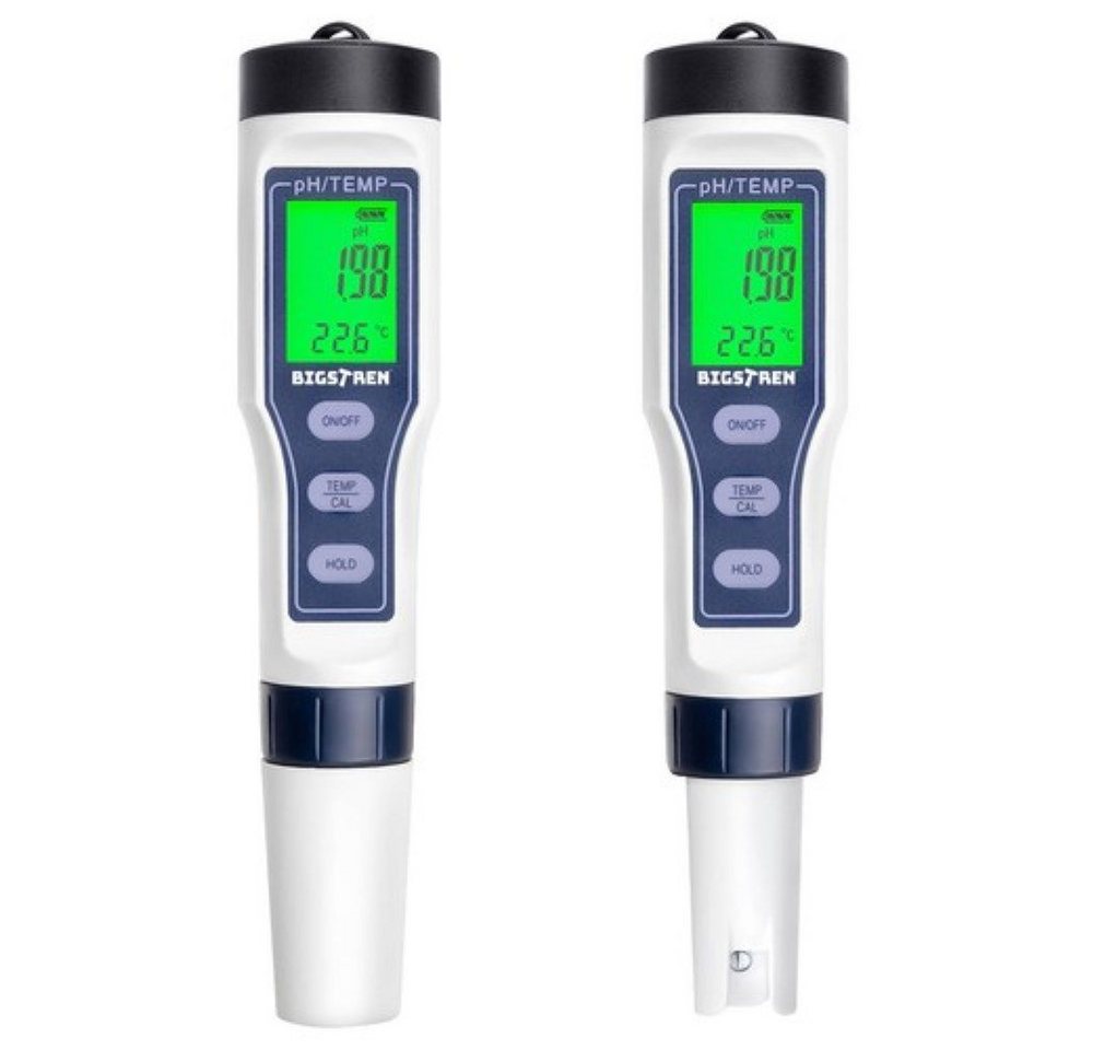 BIGSTREN pH-Messgerät AquaCheck LED Wasserqualitätstester, (Messgerät, Wasserdicht, automatische Abschaltung, batteriebetrieben), Wasserdichtes Gehäuse und automatische Abschaltung nach Inaktivität.