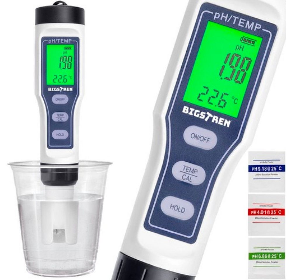 BIGSTREN pH-Messgerät AquaCheck LED Wasserqualitätstester, (Messgerät, Wasserdicht, automatische Abschaltung, batteriebetrieben), Wasserdichtes Gehäuse und automatische Abschaltung nach Inaktivität. Bild 5
