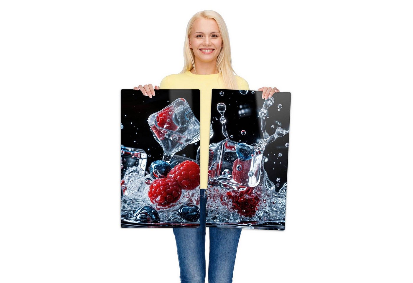 Primedeco Herd-Abdeckplatte Herdabdeckplatte Spritzschutz aus Glas Beeren Eiswürfel, Glas, (2 tlg) Bild 3