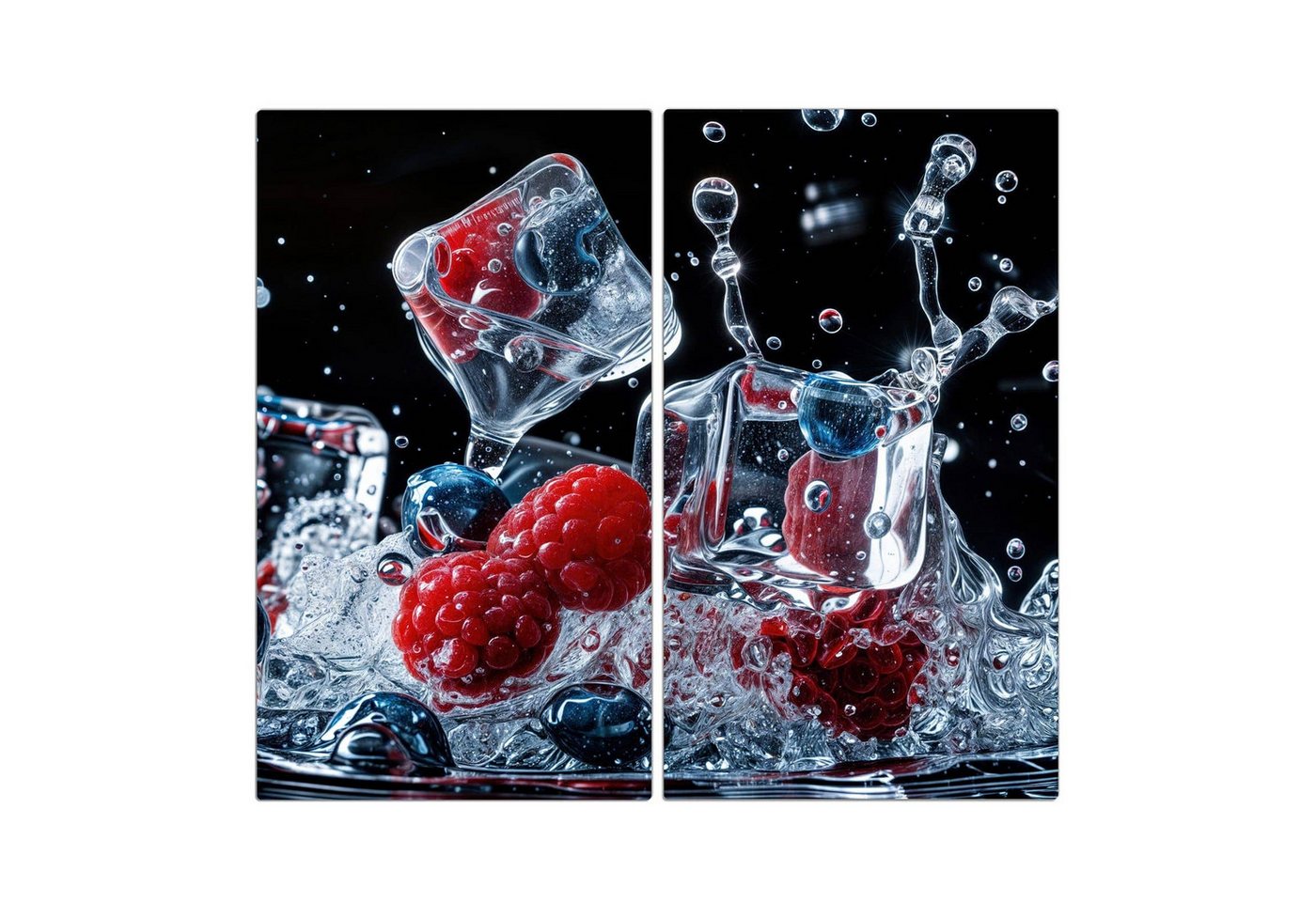 Primedeco Herd-Abdeckplatte Herdabdeckplatte Spritzschutz aus Glas Beeren Eiswürfel, Glas, (2 tlg) Bild 5