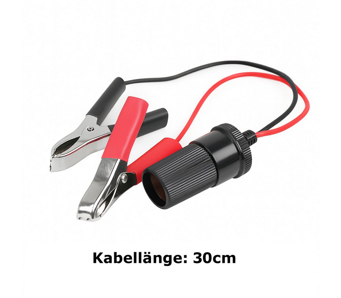 Bolwins Q35C 12V Auto Batterieklemme Zigarettenanzünder Verlängerungskabel KFZ Stromkabel, Batterieklemme (Alligator Clips), 12V Zigarettenanzünder Buchse (30 cm), Stromversorgung von 12V-Geräten über Fahrzeugbatterie Bild 4