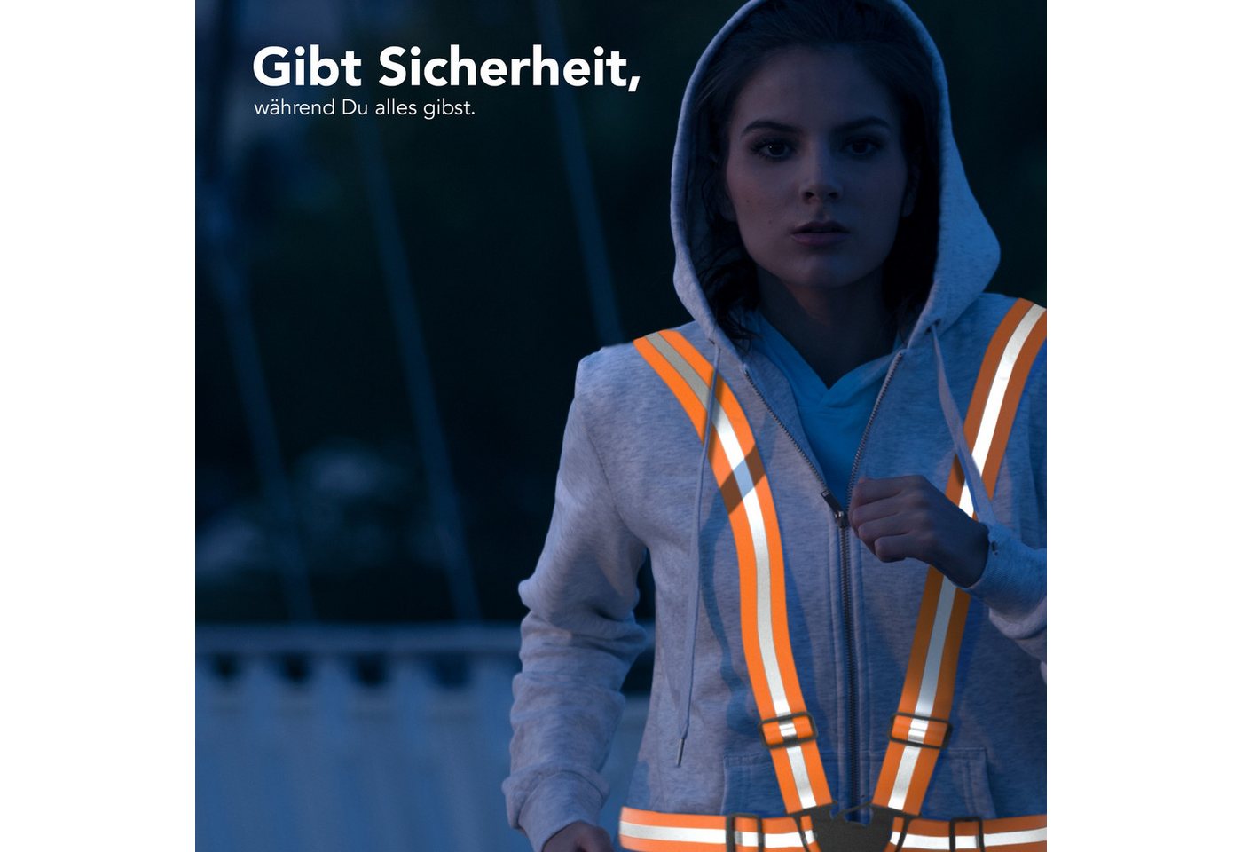 EAZY CASE Warnweste Universal Warnweste mit Schnalle Jogging Leuchtweste reflektierend Sichtbarkeit Straßenverkehr Orange Bild 3