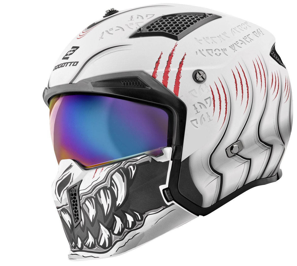 Bogotto Motorradhelm Radic Waheela 22.06 Helm, Herausnehmbares Innenfutter,integriertes Sonnenvisier